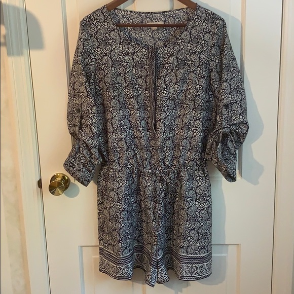 Loft Navy Blue and White Paisley Romper - Picture 3 of 8
